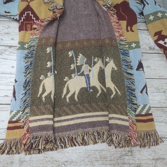 Clair Designs Lew Magram Sweater OS Vintage Western Native Art Tapestry Cardigan - Picture 7 of 9